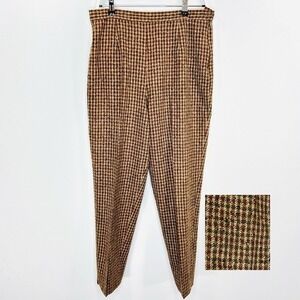 Pendleton Dress Pants Women 14 Brown Red Wool Plaid Lined Preppy Vintage 90s USA